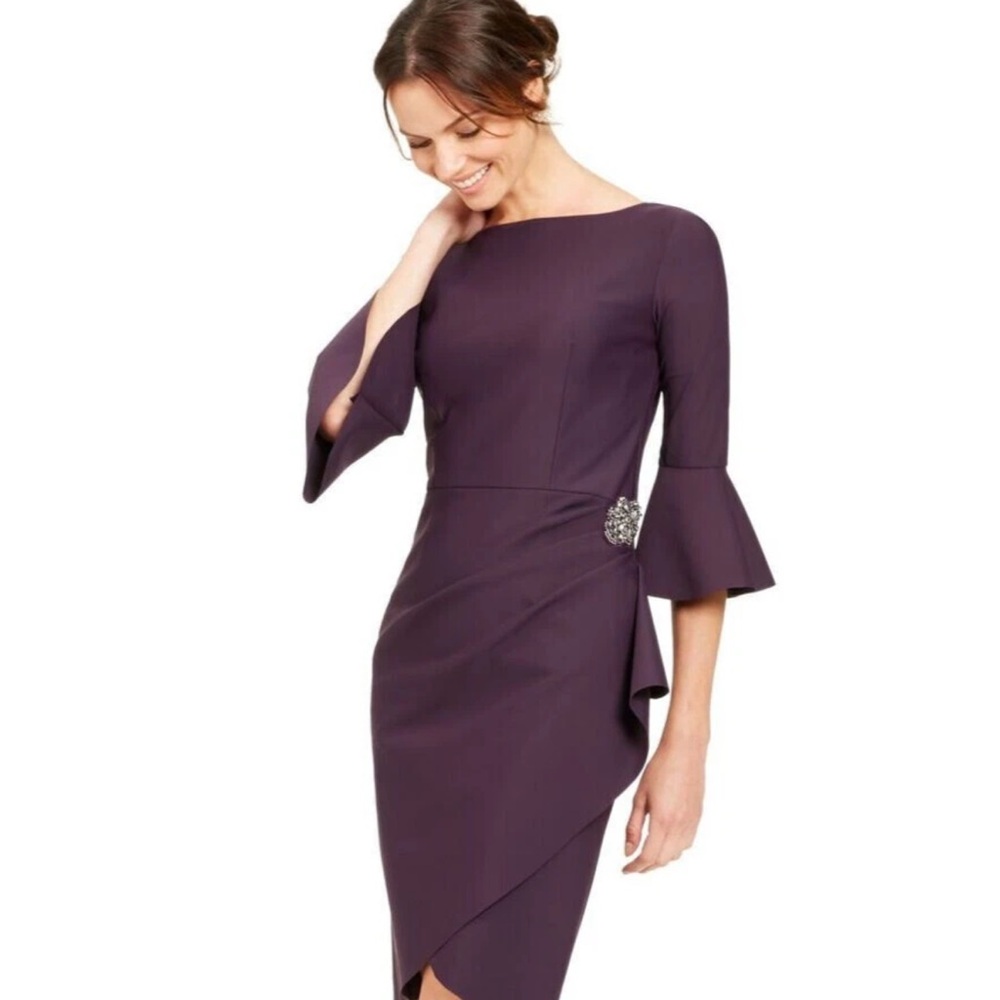 Alex Evenings Women’s Size 4 Purple Compression Contour Cocktail Dress